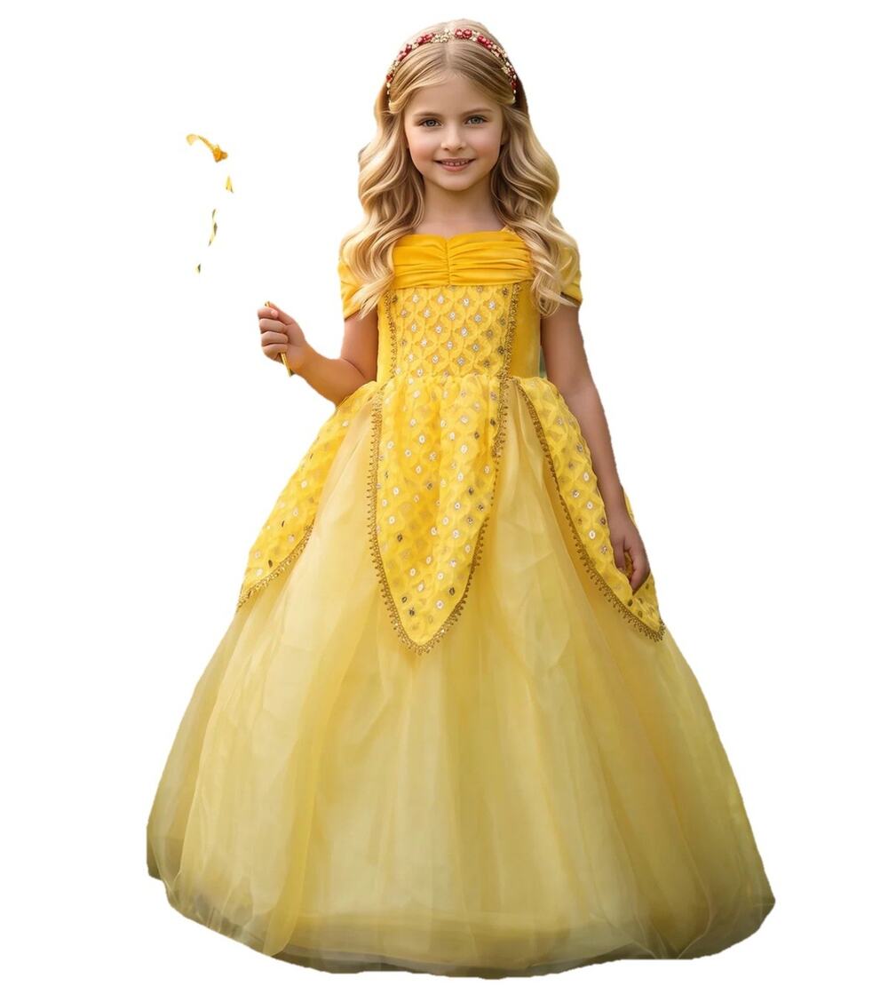 Trish Scully Child Bella Bliss Yellow Gold Gown Costume, Size 12 Brand New